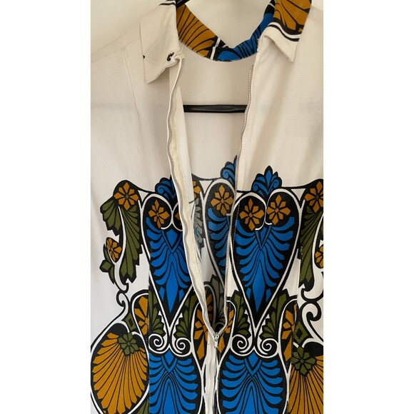 Vintage 60s Mod Abstract Tunic Mini Shift Dress Cream Rust Black Blue Sz M/L - Picture 11 of 11